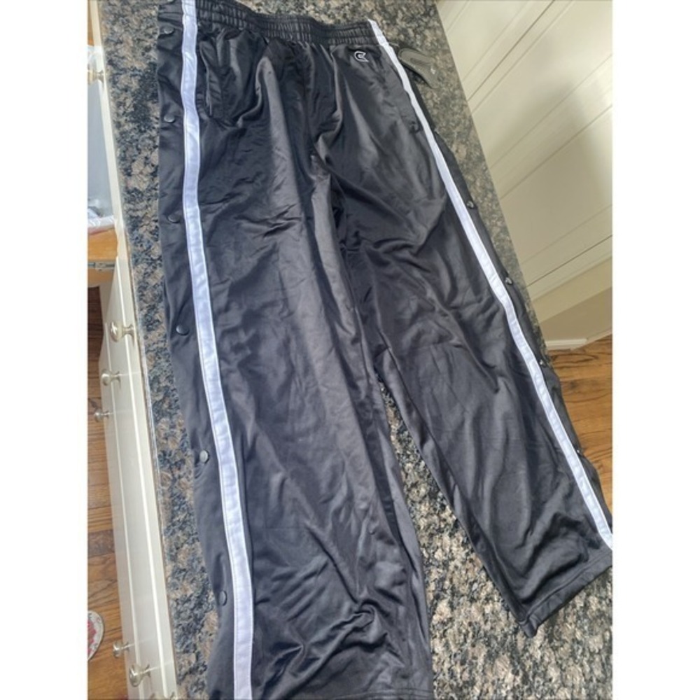 Men's XL Colosseum Athletics Snap Down Pants Black with Pockets             10